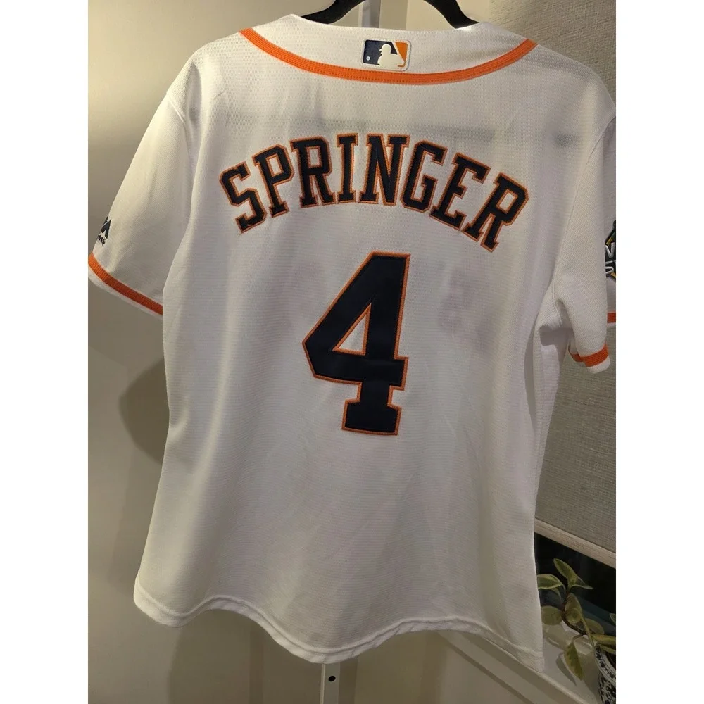 BASEBALL HOUSTON ASTROS SHIRT MAJESTIC SIZE L ADULT SPRINGER 4 World Series 2019